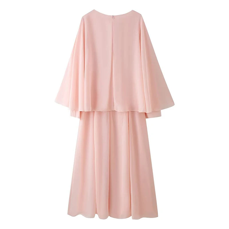 Women Cape Pink Maxi Dresses