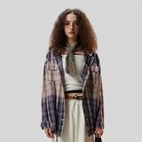 Women's Plaid Hooded Shirt