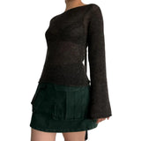 Y2K Transparenter gestrickter U-Boot-Pullover