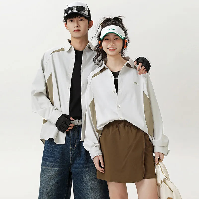 Oversize Splice Loose Casual Long Shirt