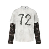 "72" Camouflage Long Sleeve Spliced T-Shirt
