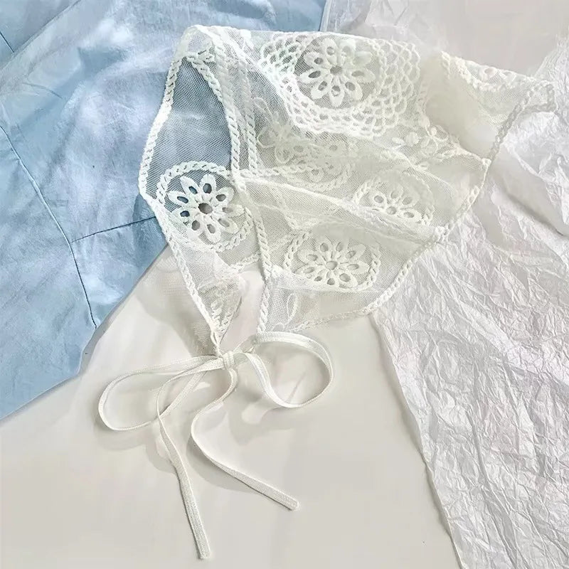 Lace White Polka Dot Women's Headscarf