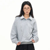 Graues Oversize-T-Shirt mit Farbblock-Design