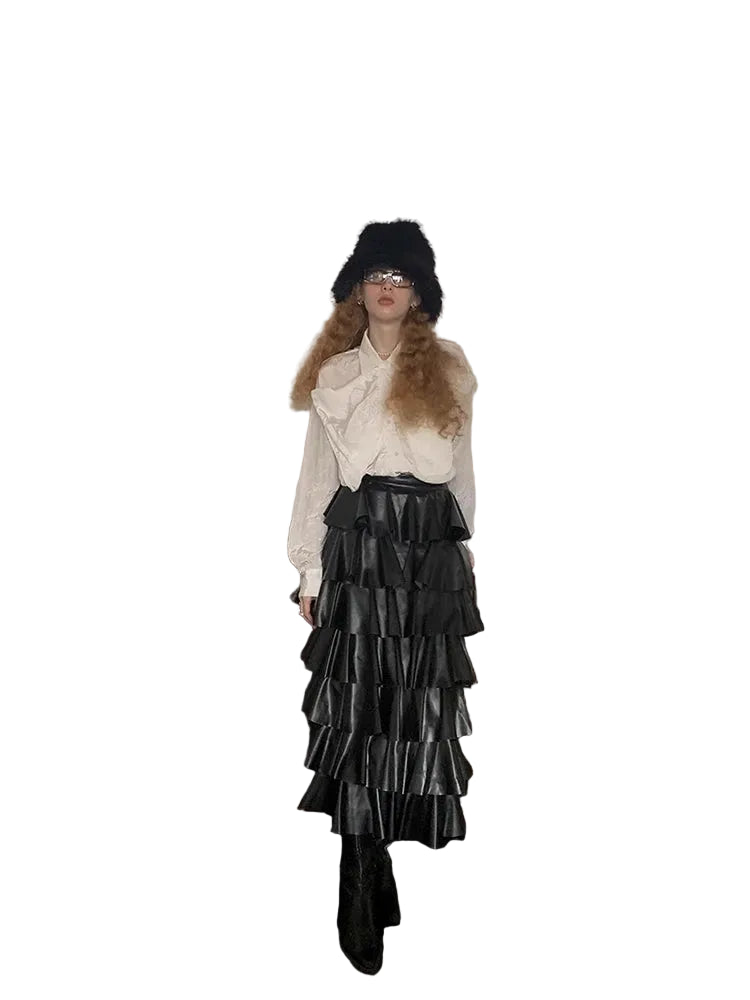 Waist Long Elegant Tiered Skirt