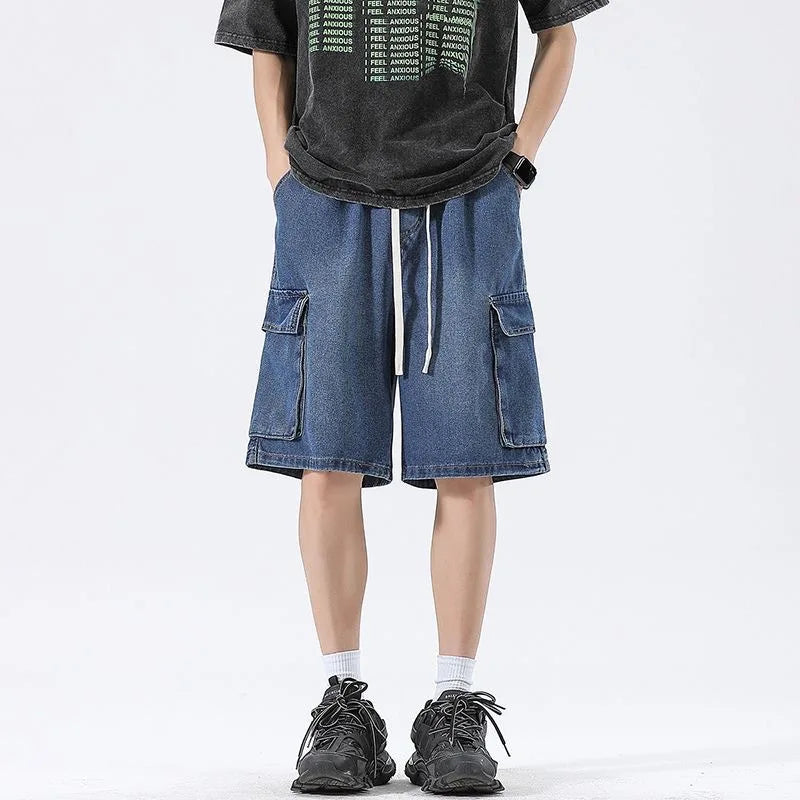 Multi-pocket denim short