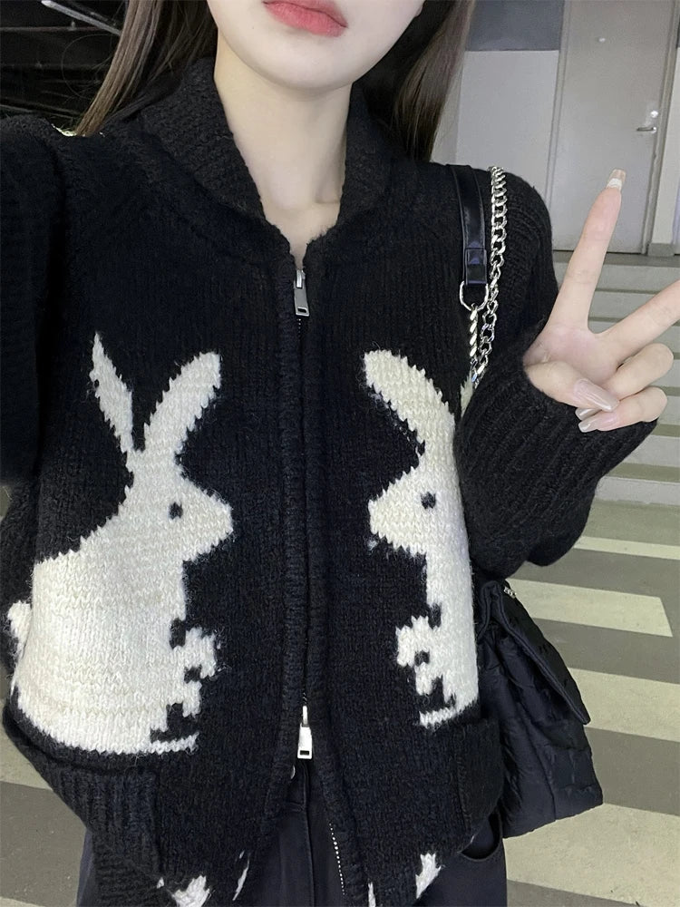 Acubi Cozy Knitted Rabbit Cardigan