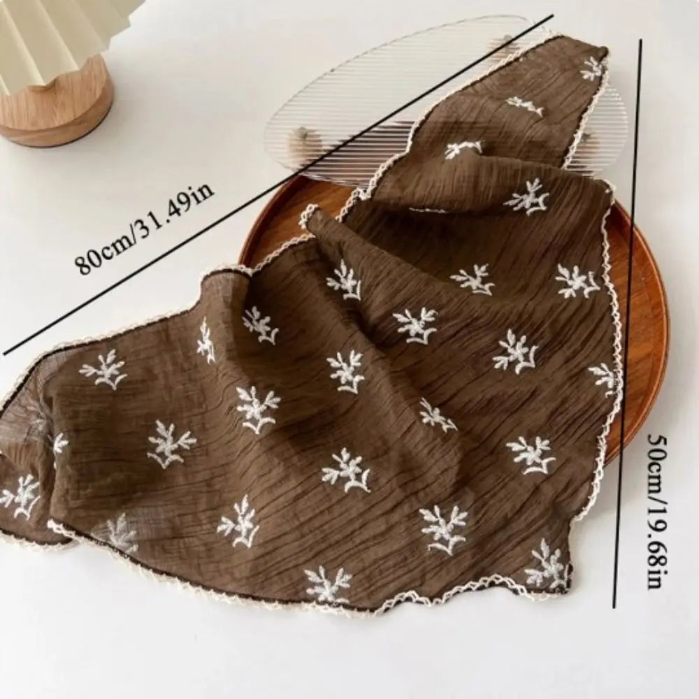 Floral Lace Triangular Head Scarf