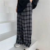 Oversized Black Pink Plaid High Pants