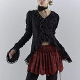 Gothic Black Dark Irregular Blouse
