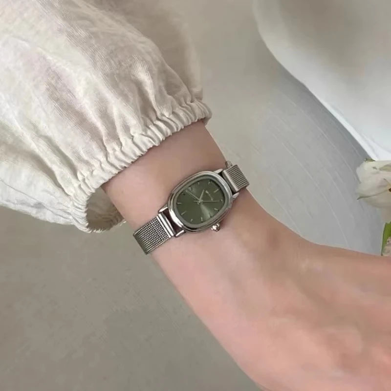 Small Oval Dial Green Watch