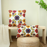 1pc, Vibrant Canvas Flower Embroidery Pillow Cover for Home Decor and Comfortable Sleeping
