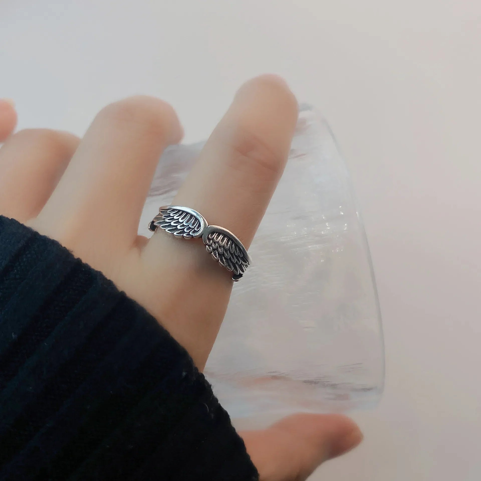 Anillos Retro de Alas de Ángel y Demonio