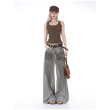 Vintage Grey Baggy Wide-Leg Jeans
