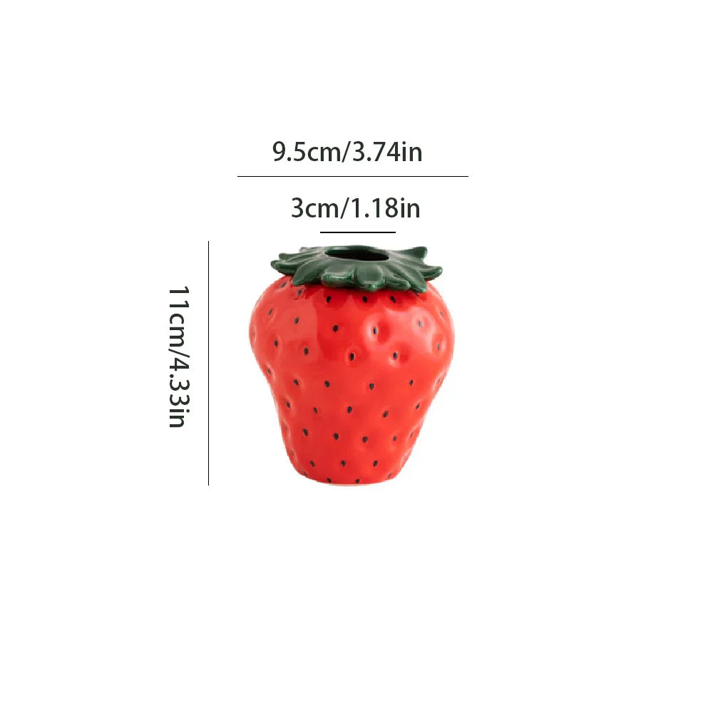 Vintage Strawberry Ceramic Vase
