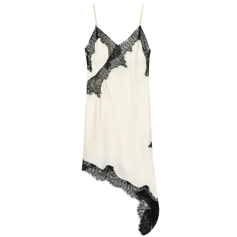 Asymmetric Lace Slip Mini Dress