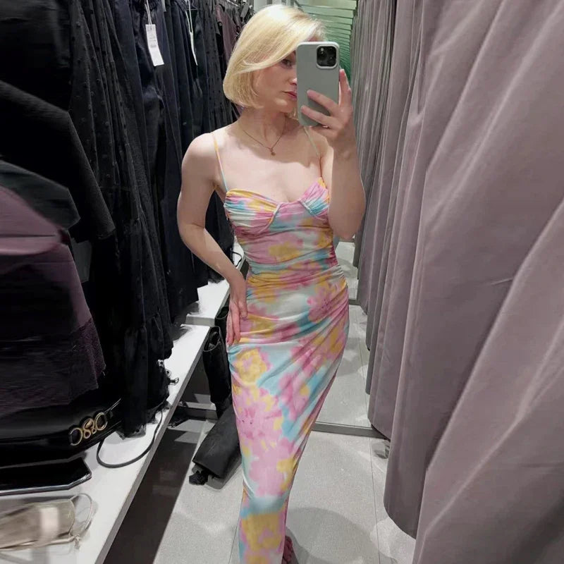 Mesh Floral Party Maxi Dress