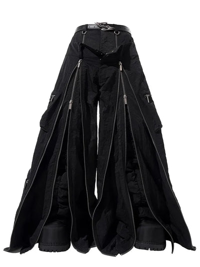 Black Baggy Wide Leg Techwear Pants