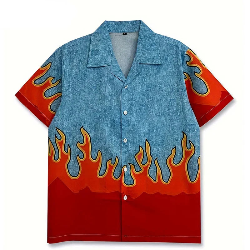 Flame Graphic Hawaiian Shirt