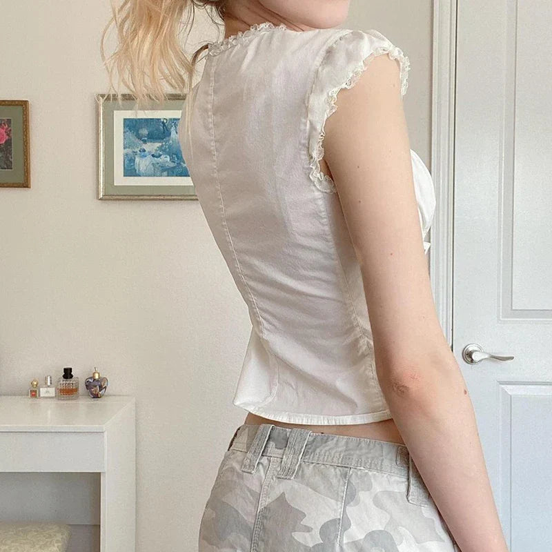 Coquette Ruffle Trim Soft Crop Top