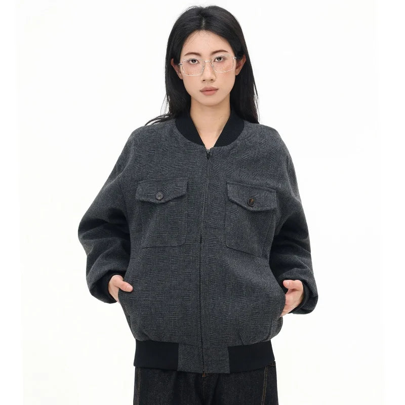 Corporate Girlie Gray Aviator Women's Varsity jacket