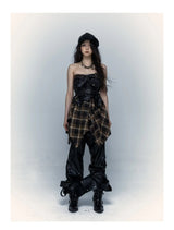 Grunge Aesthetics Plaid Patchwork Skirt Gothic
