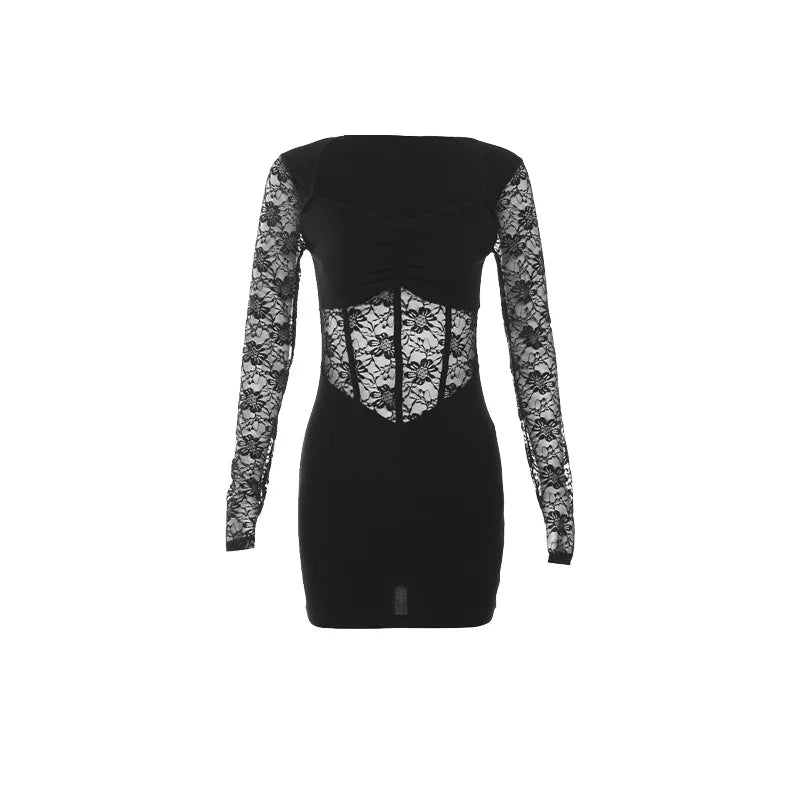 Grunge Slim Mesh Mini Dress