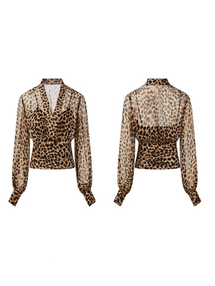 Vintage Women's Leopard Print Shirt