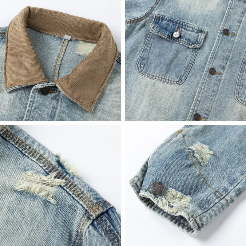 Blue Distressed Faded Blue Cowgirl Denim Jacket