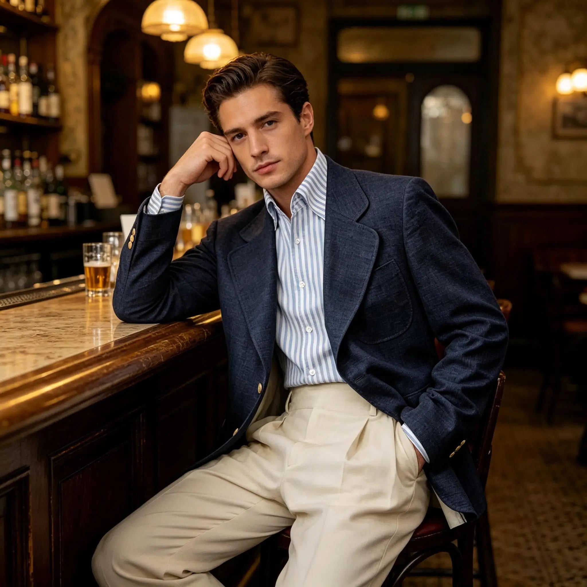 Men Natural Linen Blazer Suit Jacket