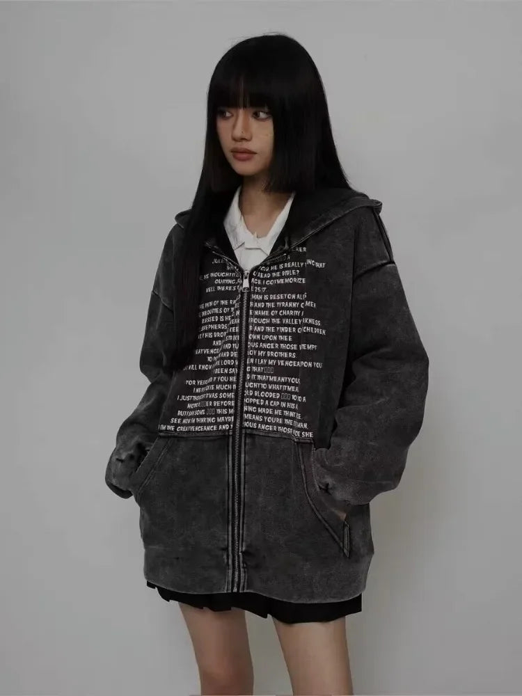 Y2K Cozy Zipper Oversized Hoodies Shirt