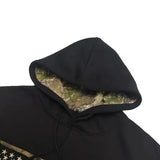 Black Embroidery US Flag Hoodie