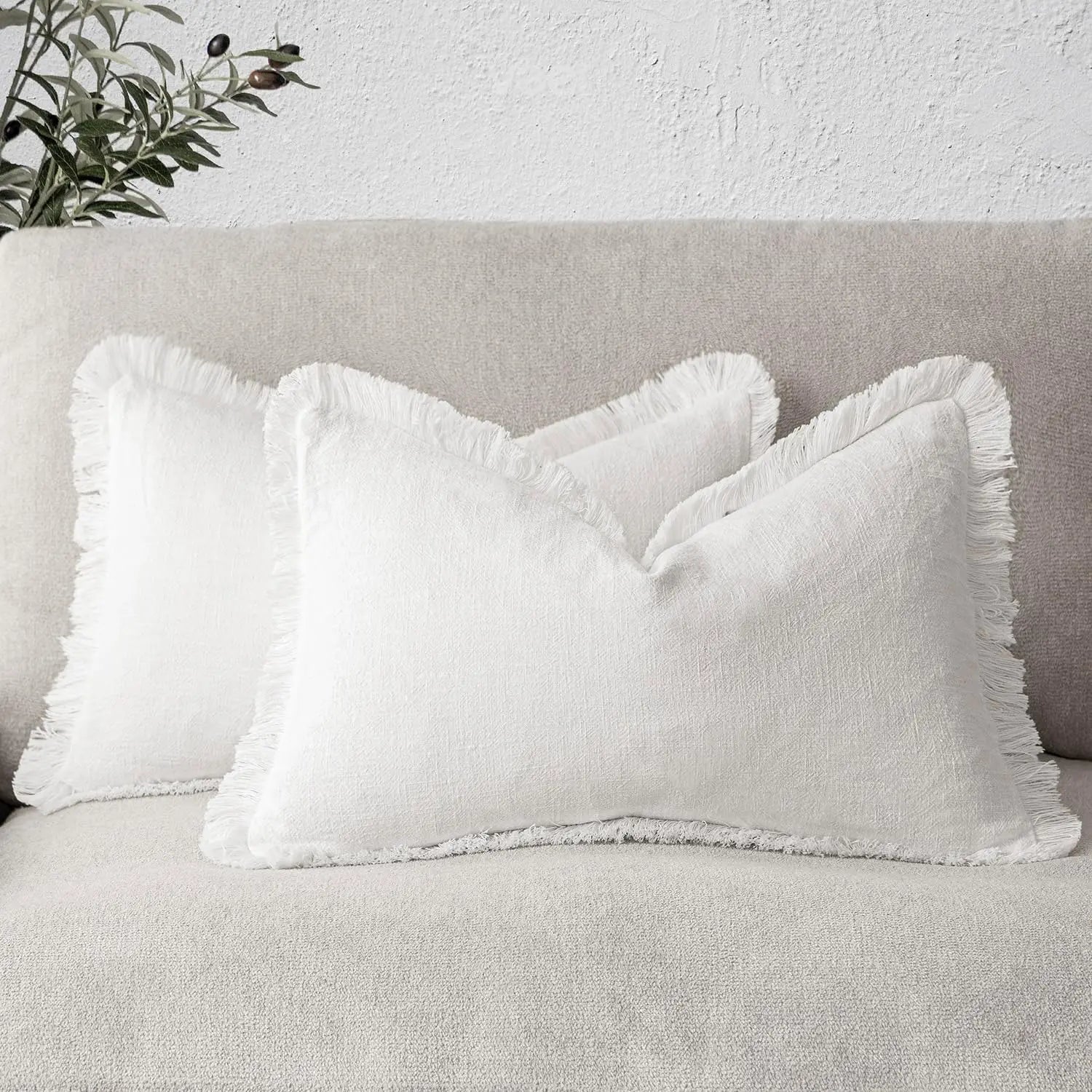 Decorative Linen Fringe Pillow Covers