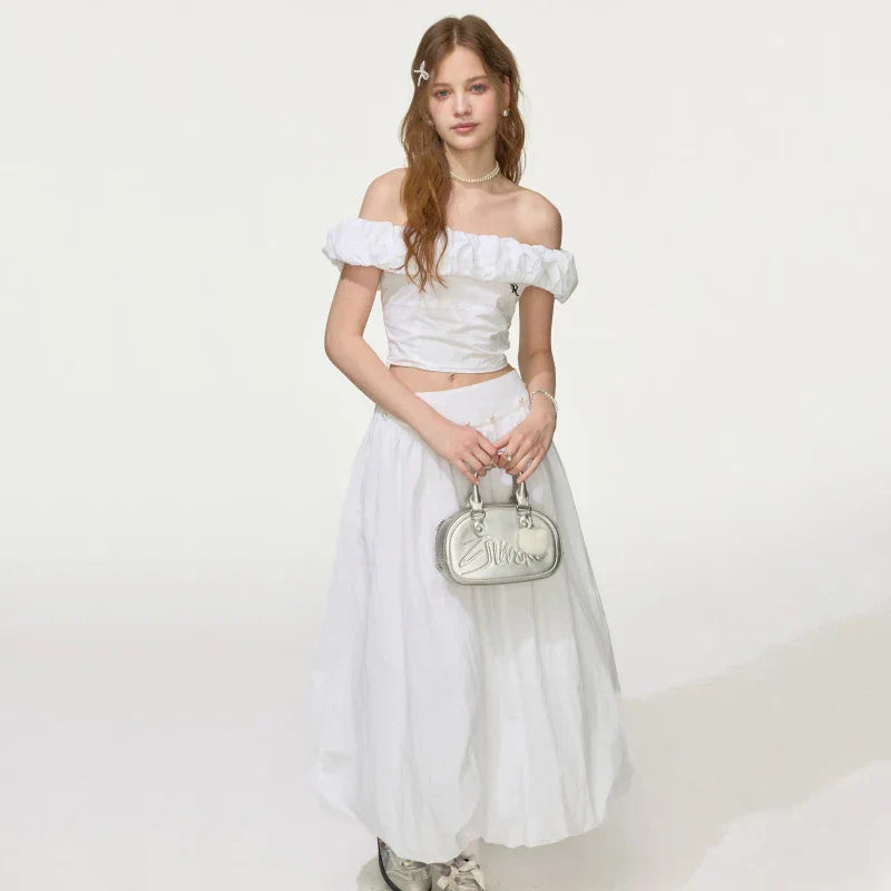 Soft Girl White Two-piece Set