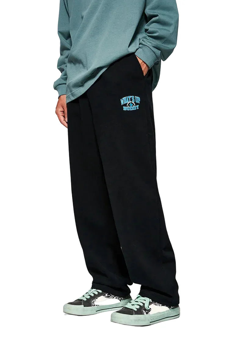 Solid Color Drawstring Straight Leg Pants