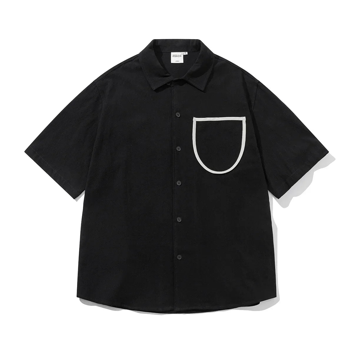 Camisa de algodón de manga corta con bolsillo delantero suelto