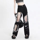Ripped Holes Gothic High Waist Jeans