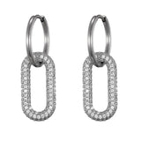 Steel Buckle Oval Earrings
