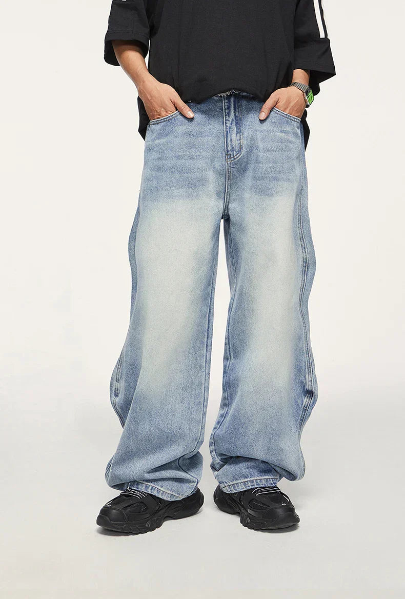 Y2K Washed Blue Wide-Leg Jeans
