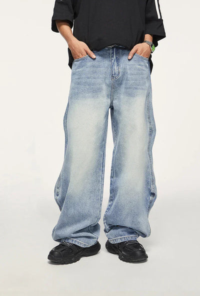 Y2K Washed Blue Wide-Leg Jeans