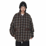 Karierte Windbreaker-Jacke aus Wolle für Damen