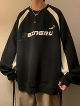 Colorblock Oversized Letter Print Sweatshirt