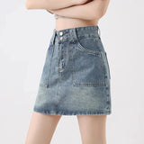 Vintage High Waist Denim Skirt