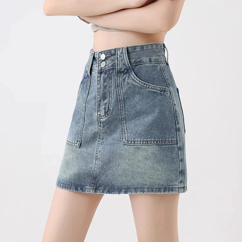 Vintage High Waist Denim Skirt
