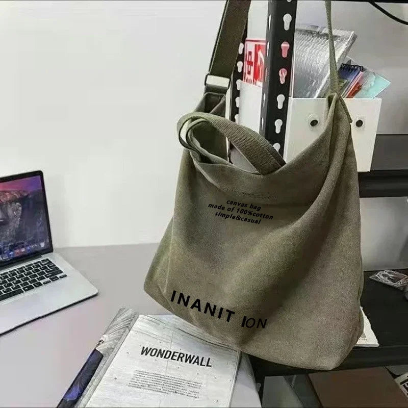 Y2K Canvas Large Tote Shoulder Bag