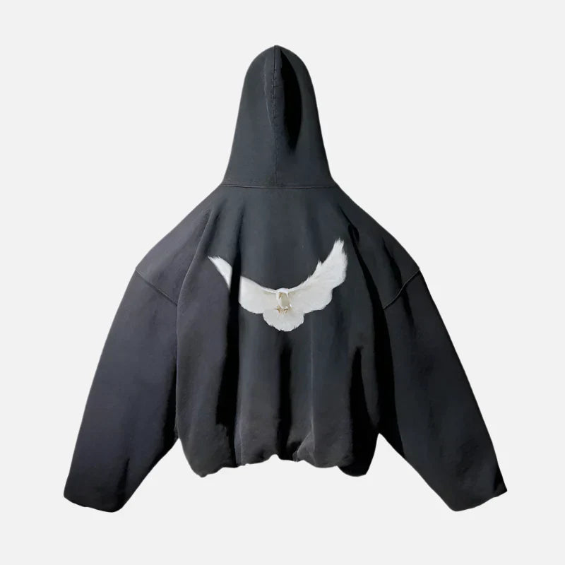 Sudadera con capucha extragrande de alta calidad con estampado de paloma