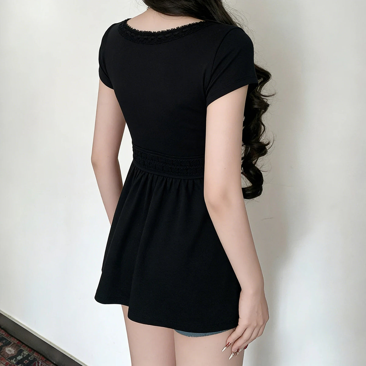 Y2K Gothic Black Mini Dress