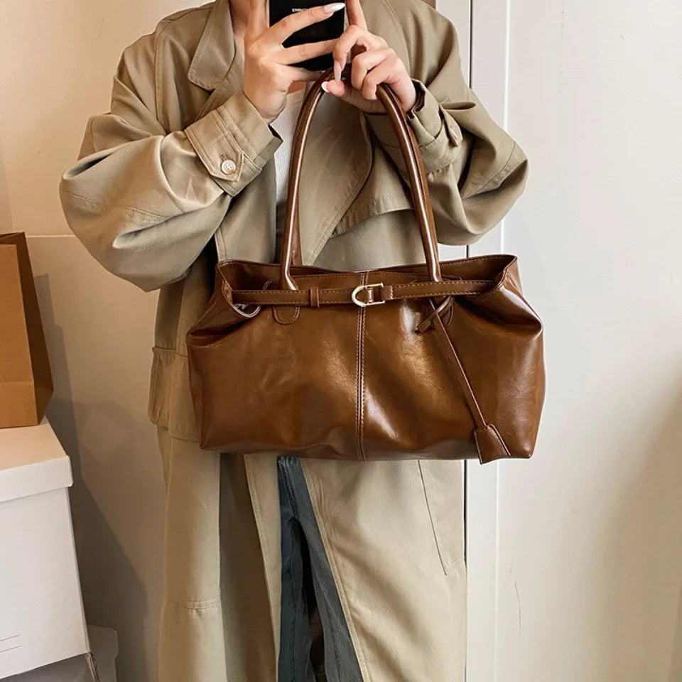 Corporate Girl Shiny Leather Shoulder Bag