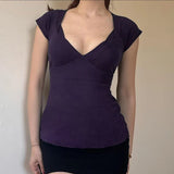 Plunge V Neck Tie Top