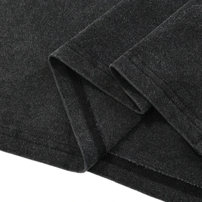 Retro  Graphic Cotton Washed Black T-Shirt