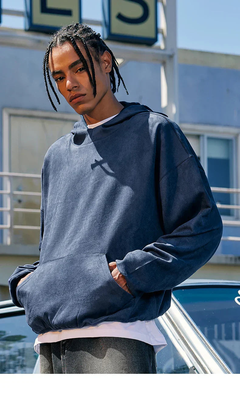 Basic Streetwear Baggy Blue Hoodie